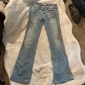 Paige Premium Denim with tan embroidered design